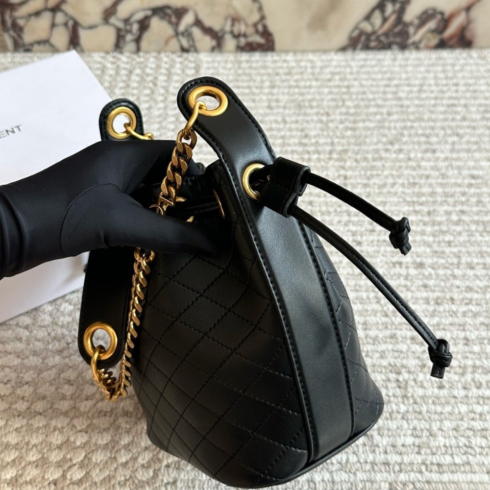 Saint Laurent Small Cassandre Bucket Bag Black 18Cm
