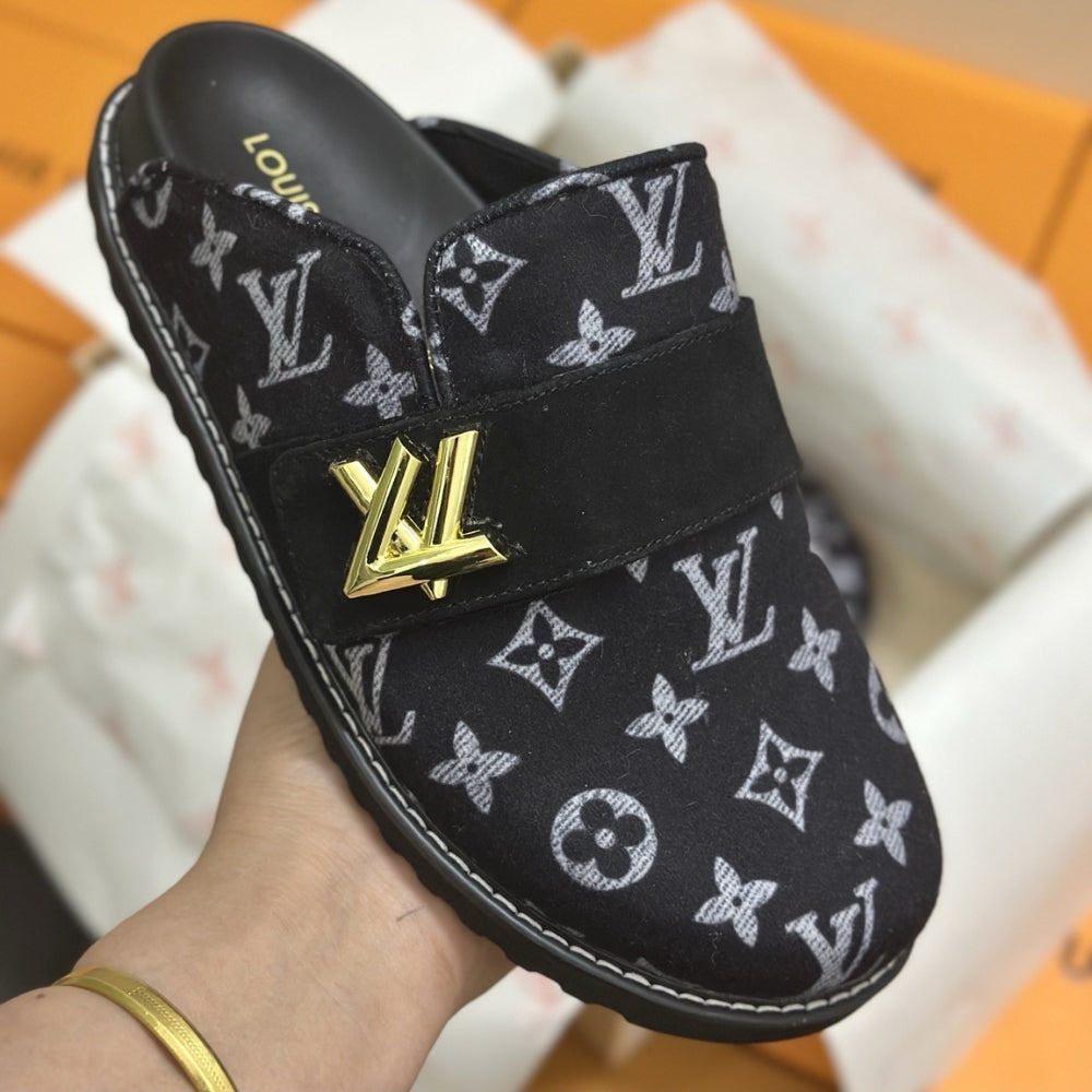 Louis Vuitton Lv Cosy Flat Comfort Clog Black 1Aidou