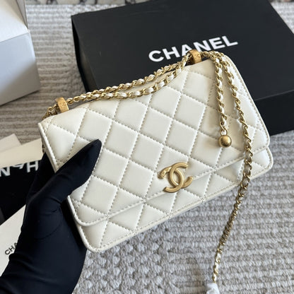 Chanel Mini Single Flap Bag Gold Hardware White 19Cm