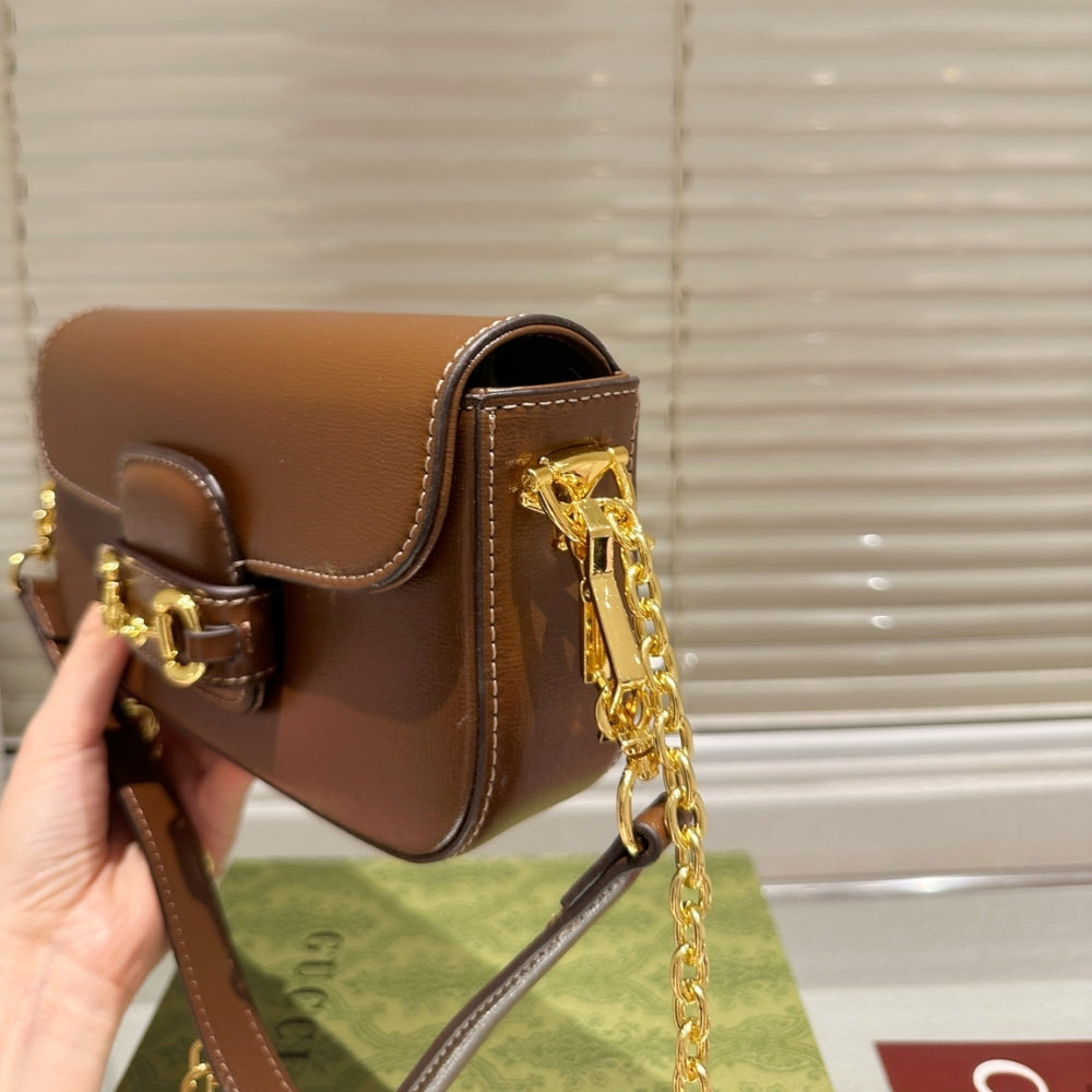 Gucci Horsebit 1955 Small Shoulder Bag Brown 24Cm