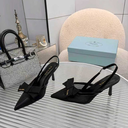 Prada Mesh Fabric Slingback Pumps In Black