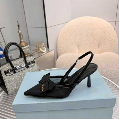 Prada Mesh Fabric Slingback Pumps In Black