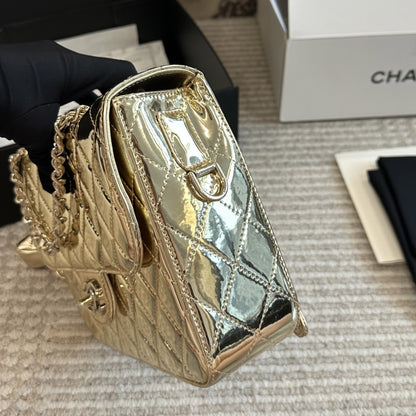 Chanel Backpack And Star Coin Purse Metallic Mirror Gold 23Cm