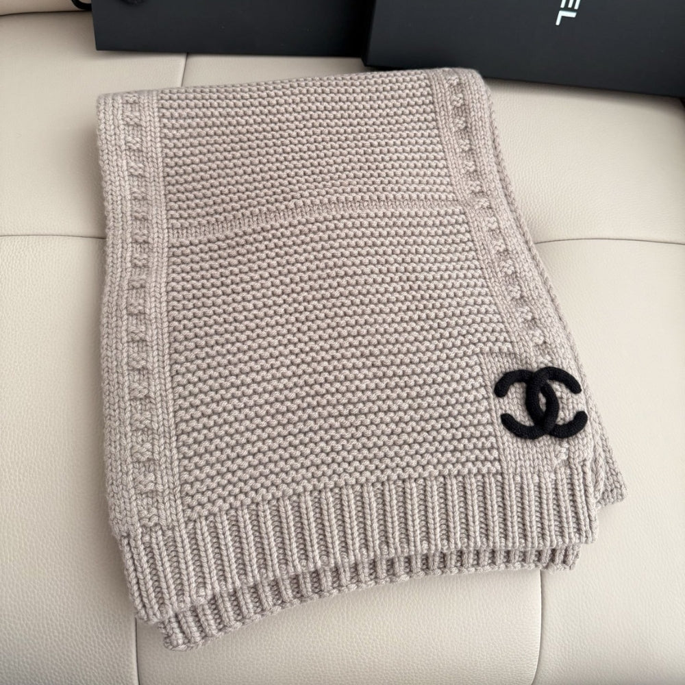 Chanel Cashmere Knit Scarve Beige