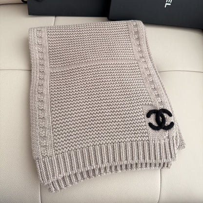 Chanel Cashmere Knit Scarve Beige