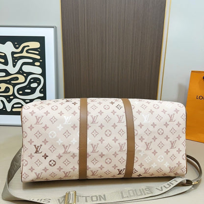 Louis Vuitton Keepall Bandoulière 50 Monogram Beige 50Cm