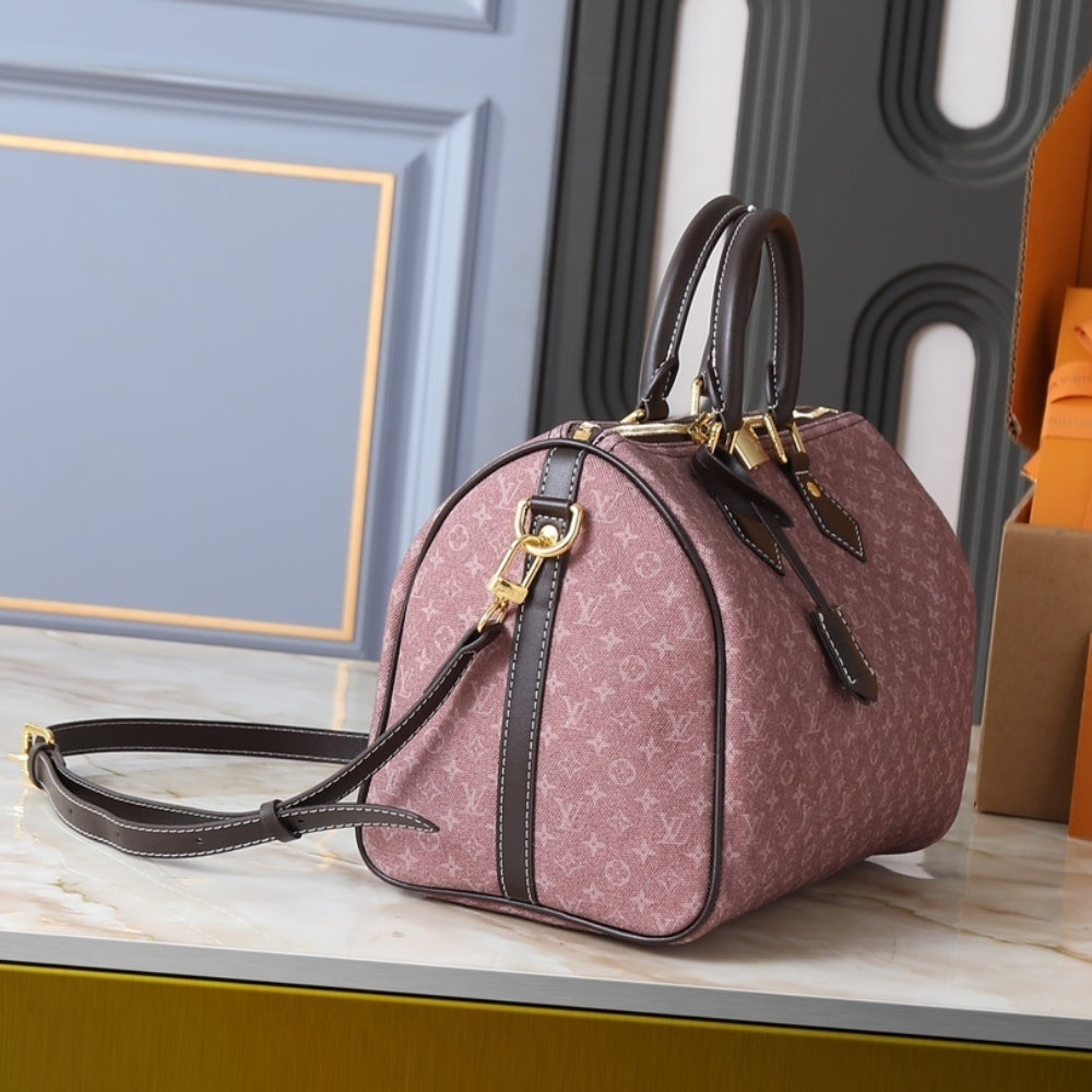 Louis Vuitton Sepia Idylle Monogram Speedy Bandouliere 30 Bag Dark Pink 30Cm