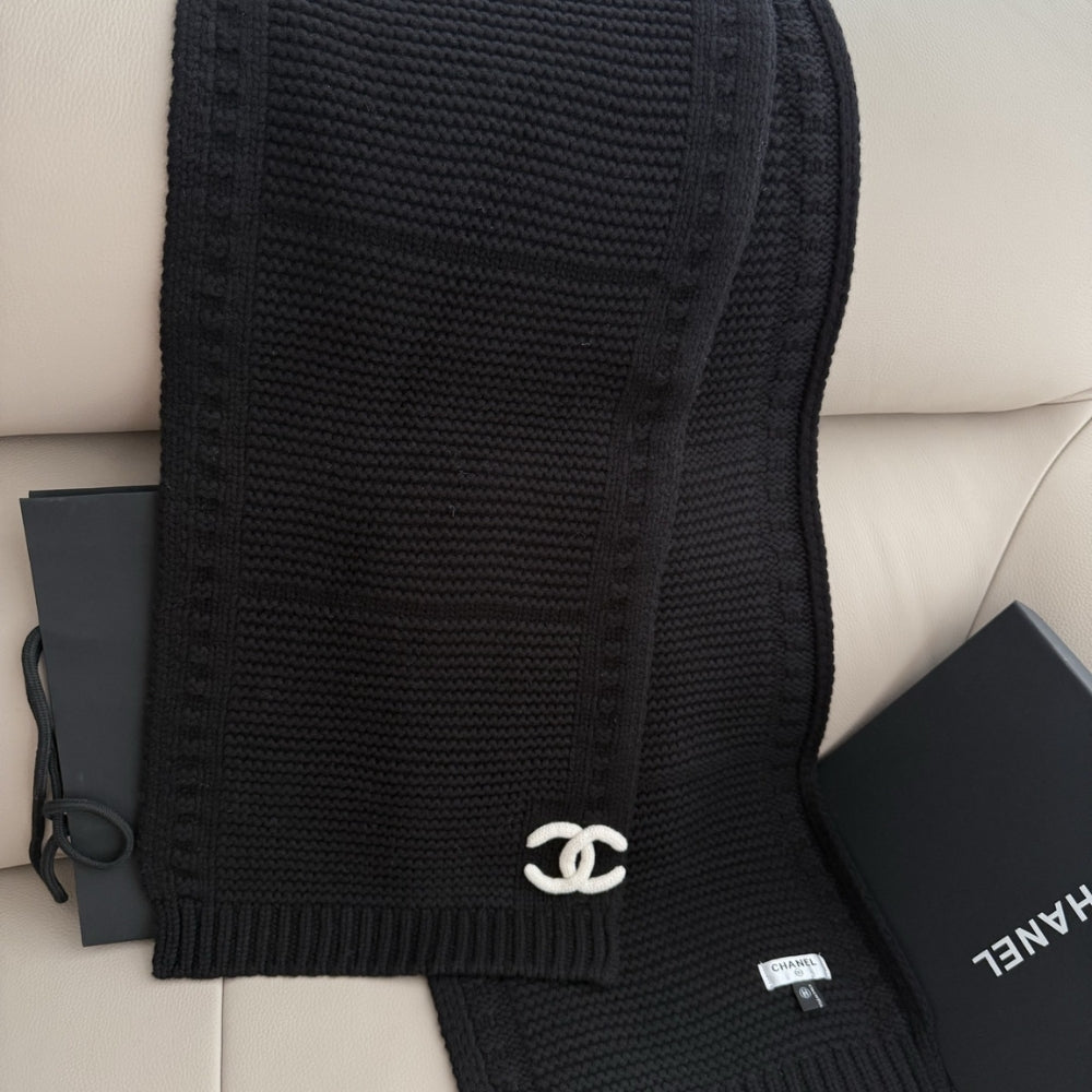 Chanel Cashmere Knit Scarve Black