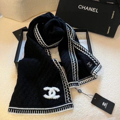 Chanel Muffler Cashmere In Black