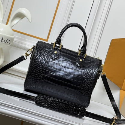 Louis Vuitton Speedy Satchel Bag Black 25Cm