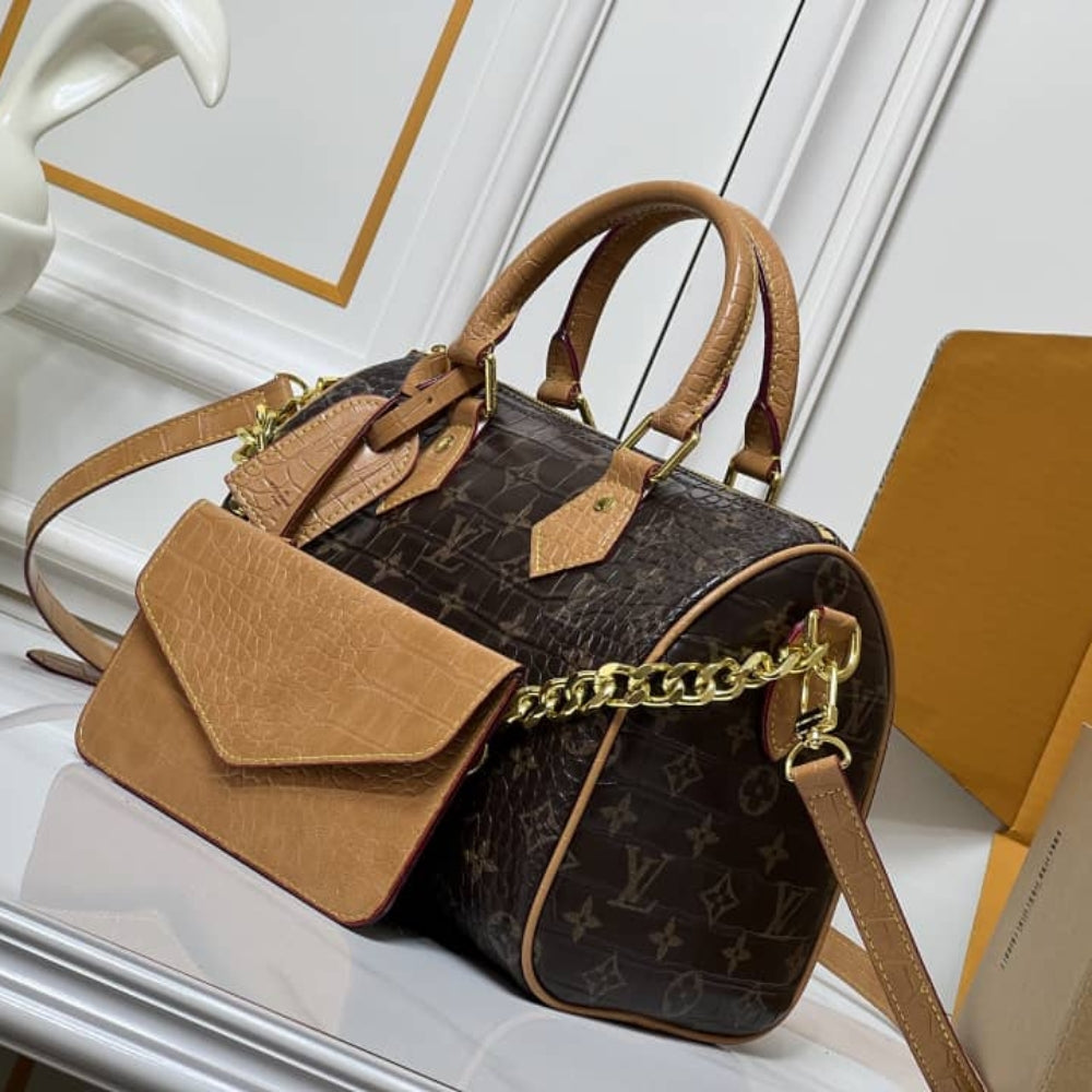 Louis Vuitton Speedy Satchel Bag Monogram Brown 25Cm