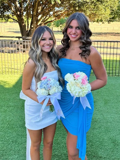 Vintage Simple Sheath Chiffon Strapless Homecoming Dress Party Dress Cocktail Dress TP4702