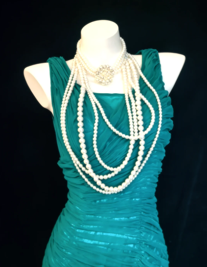 Unique Green Tulle Pleated Mermaid Long Wedding Guest Dress Formal Birthday Party Dress SP1627