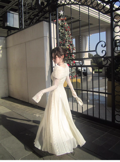 Elegant Off The Shoulder Tulle Lace A Line Long Birthday Prom Dress Party Dress SP1502
