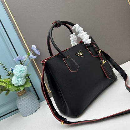 Prada Saffiano Cuir Double Small Tote Bag Black 30Cm