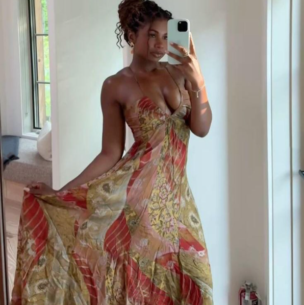 Vintage Spaghetti Straps V Neck Chiffon Print Floral A Line Long Birthday Prom Gown Party Dress SP829