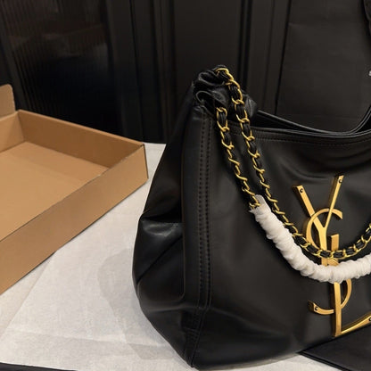 Saint Laurent Chain Hobo Bag Black 30cm