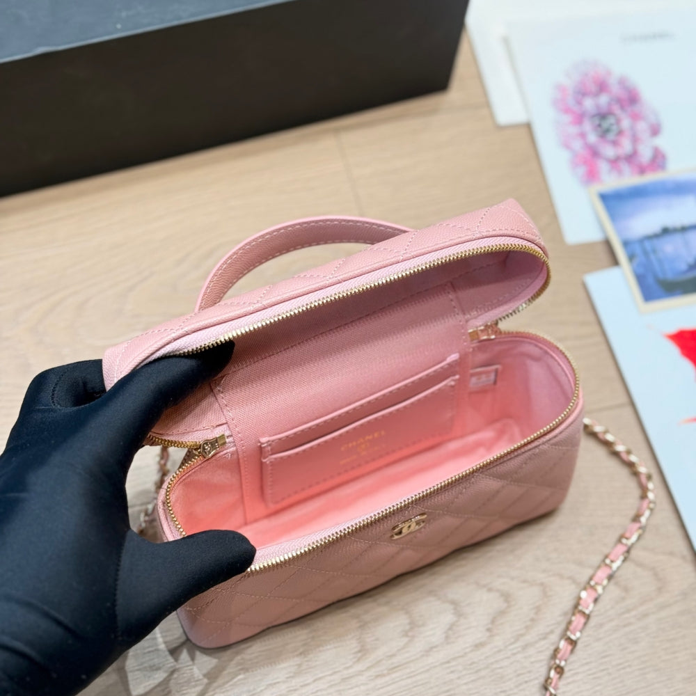 Chanel Classic Vanity With Chain Gold Hardware Pink 19Cm