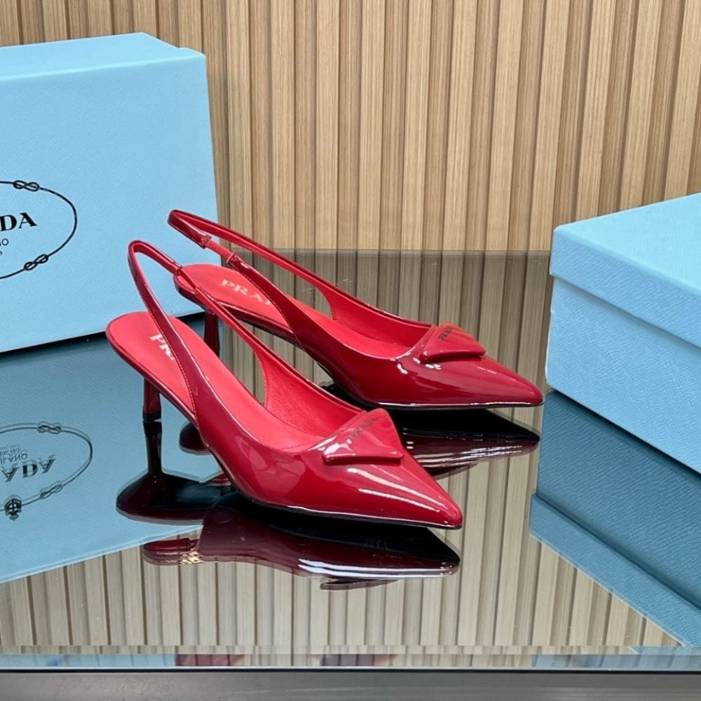 Prada Patent Leather Slingback Pumps Red