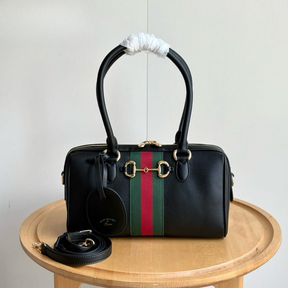 Gucci Borsetto Medium Boston Bag Black Leather 28cm