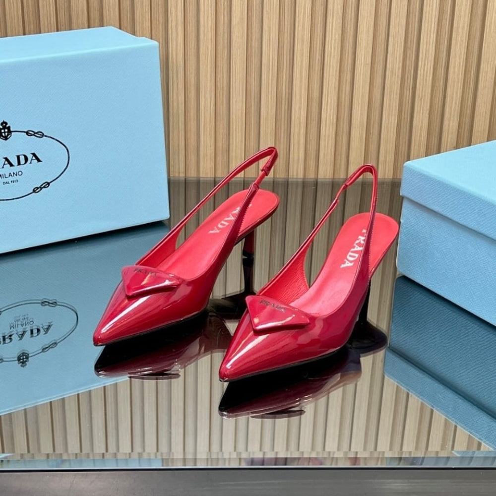 Prada Patent Leather Slingback Pumps Red