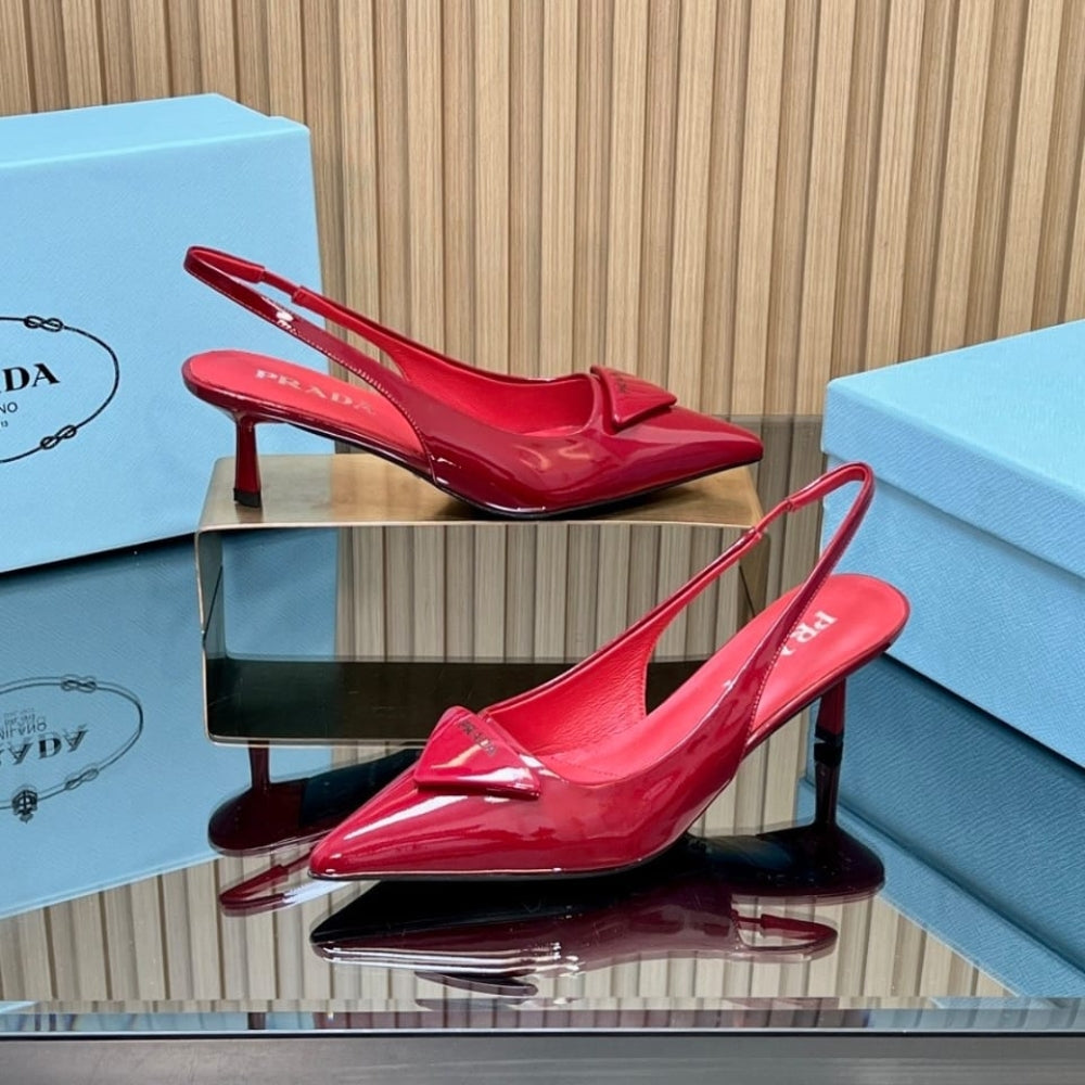 Prada Patent Leather Slingback Pumps Red