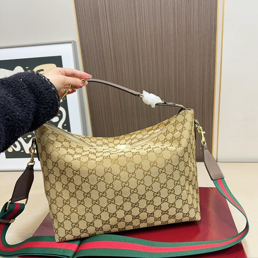 Gucci Brera Medium Crossbody Bag Sand And Dark Brown 33Cm