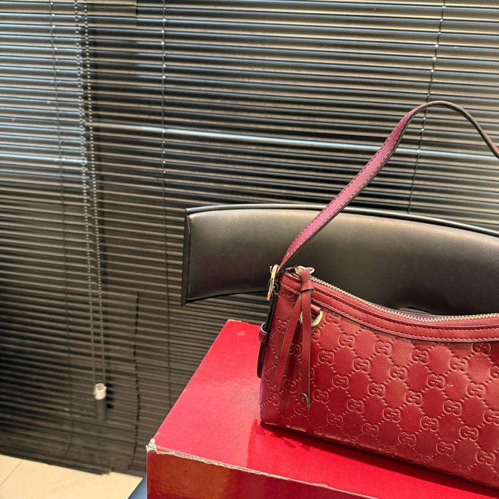 Gucci GG Emblem Medium Shoulder Bag Red 29Cm