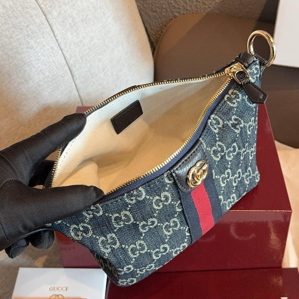 Gucci Vanity Mini Bag Blue And White GG Denim 19cm
