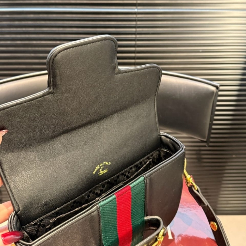 Gucci Horsebit 1955 Small Shoulder Bag Black Leather 21cm