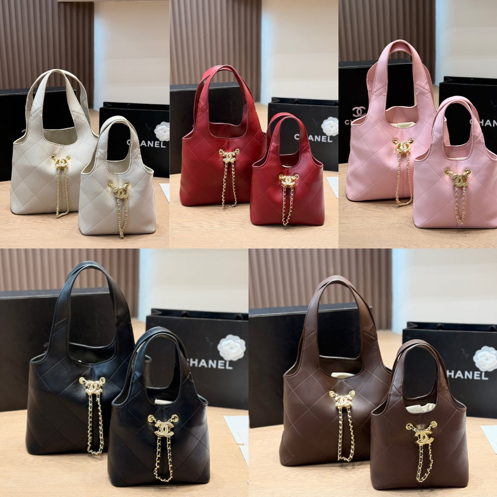 Chanel Small Shopping Bag Gold Tone Hardware Black 22Cm