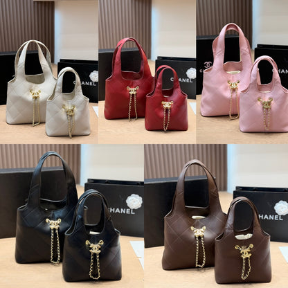 Chanel Small Shopping Bag Gold Tone Hardware Black 22Cm