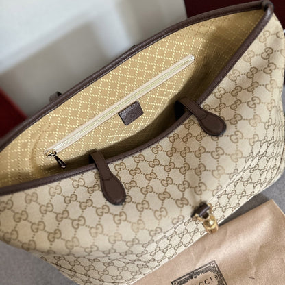 Gucci Jackie Large Tote Bag Sand And Dark Brown 45Cm