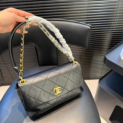 Chanel Large Flap Bag Gold Tone Hardware Black 25Cm