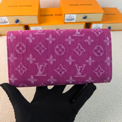 Louis Vuitton Sarah Wallet Fuchsia Denim 19cm M28280