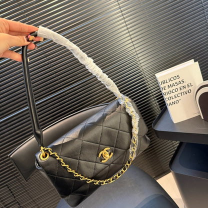 Chanel Large Flap Bag Gold Tone Hardware Black 25Cm