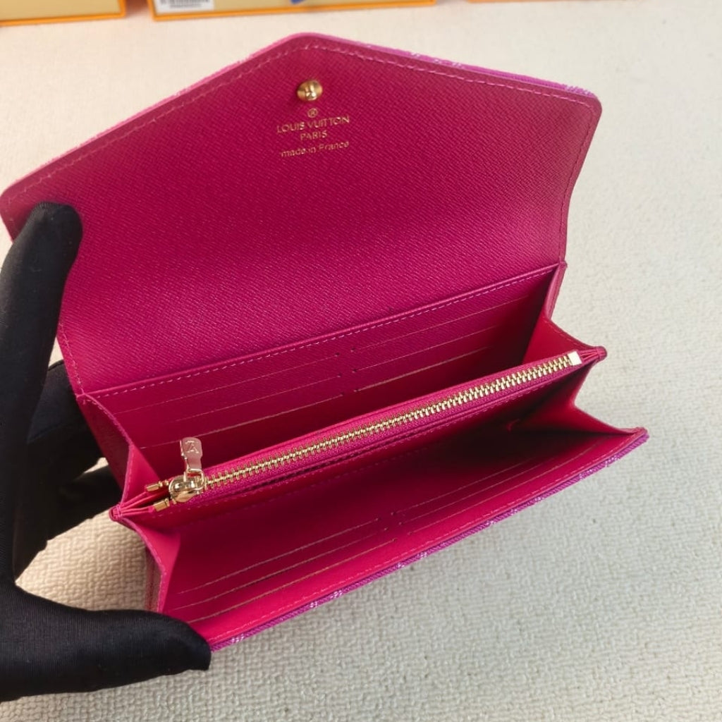 Louis Vuitton Sarah Wallet Fuchsia Denim 19cm M28280