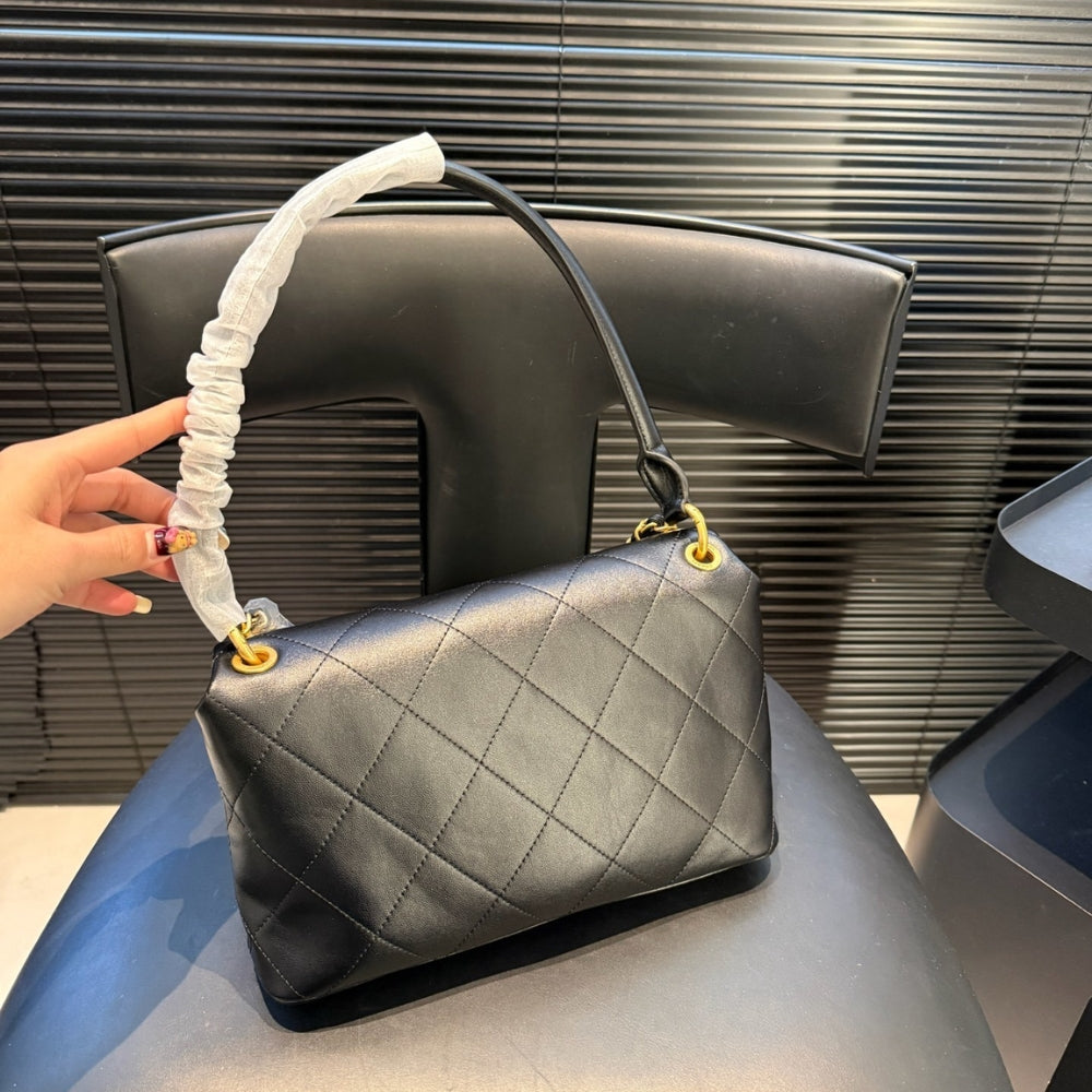 Chanel Large Flap Bag Gold Tone Hardware Black 25Cm