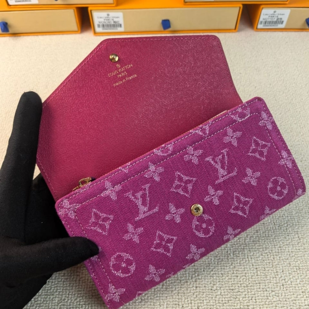 Louis Vuitton Sarah Wallet Fuchsia Denim 19cm M28280