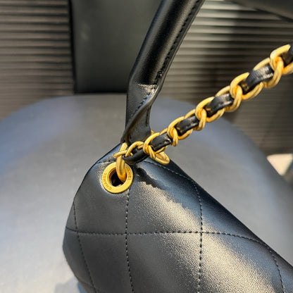 Chanel Large Flap Bag Gold Tone Hardware Black 25Cm