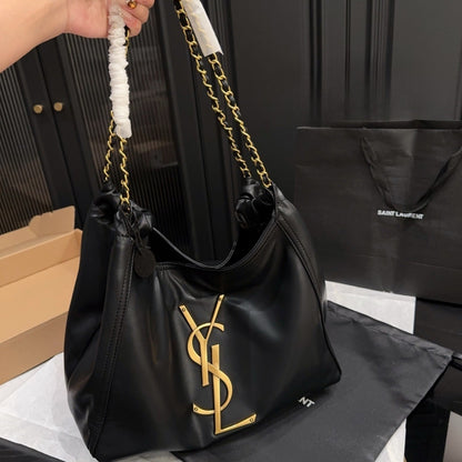 Saint Laurent Chain Hobo Bag Black 30cm