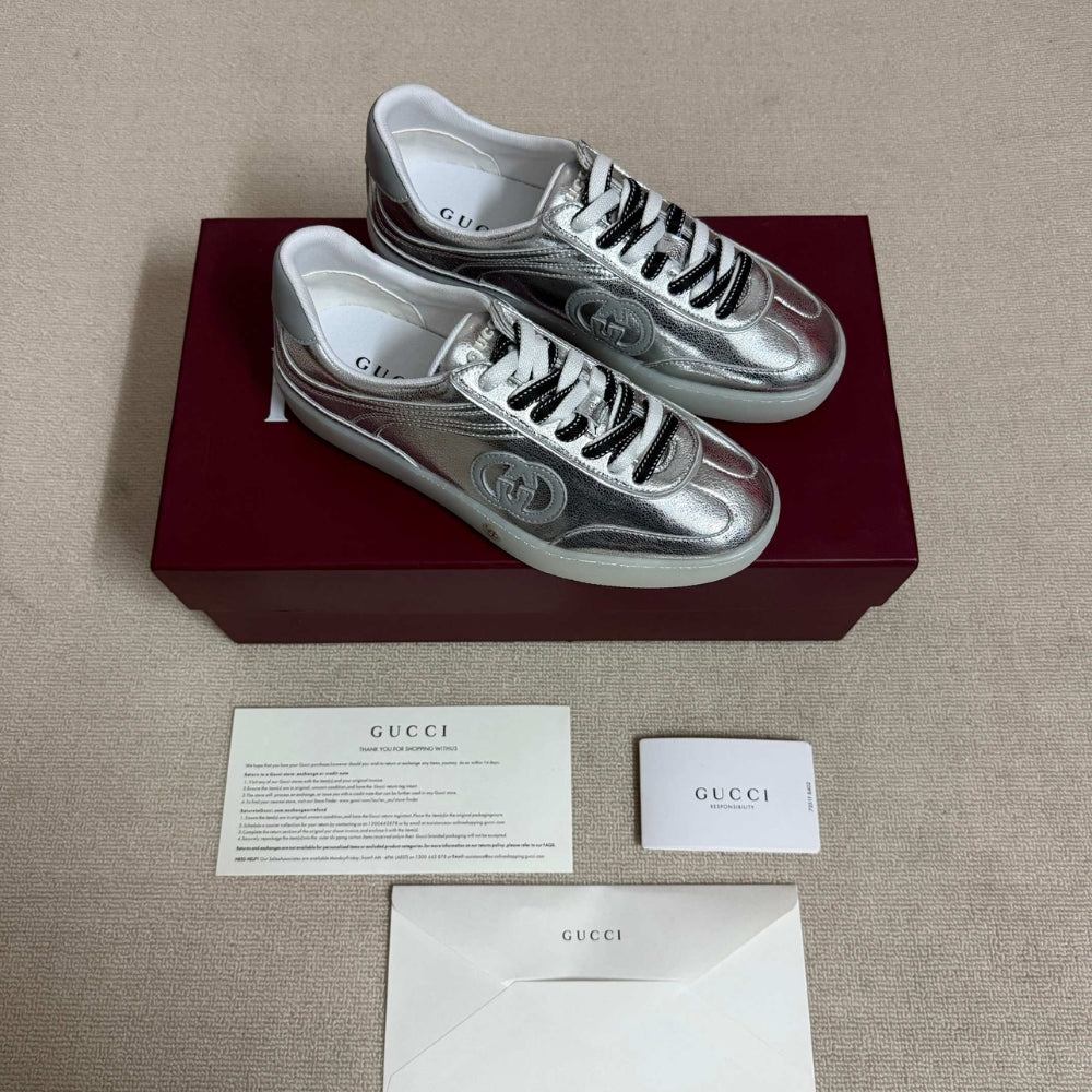 Gucci Women G75 Sneaker Silver Textured