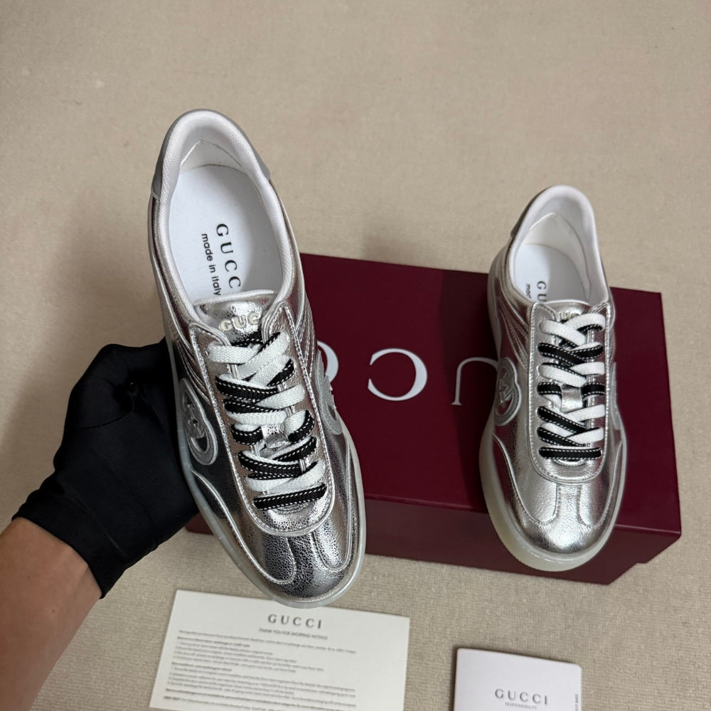Gucci Women G75 Sneaker Silver Textured