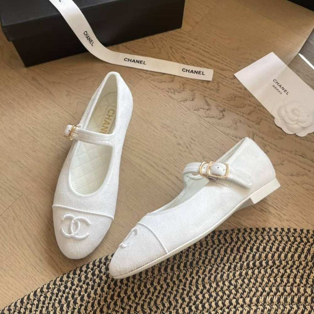 Chanel Mary Jane Ballet Flat White