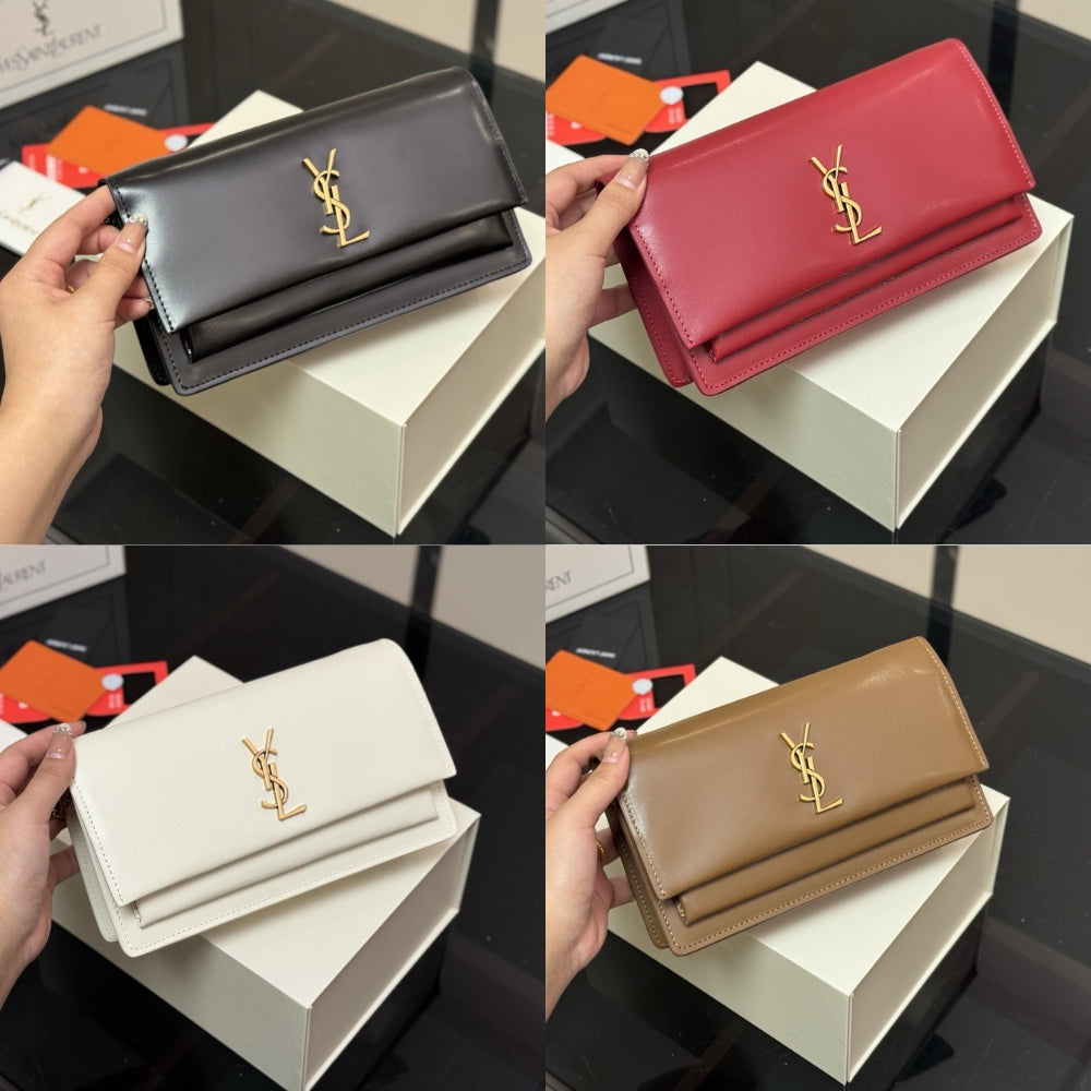 Saint Laurent Sunset Clutch Black  22Cm