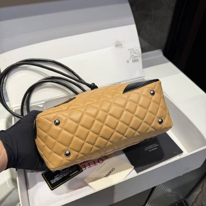 Chanel Cambon Ligne Bowling Shoulder Bag Beige 27Cm