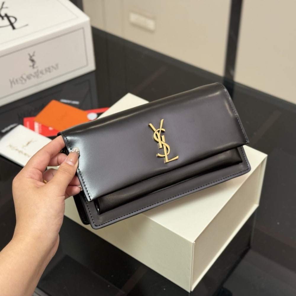 Saint Laurent Sunset Clutch Black  22Cm