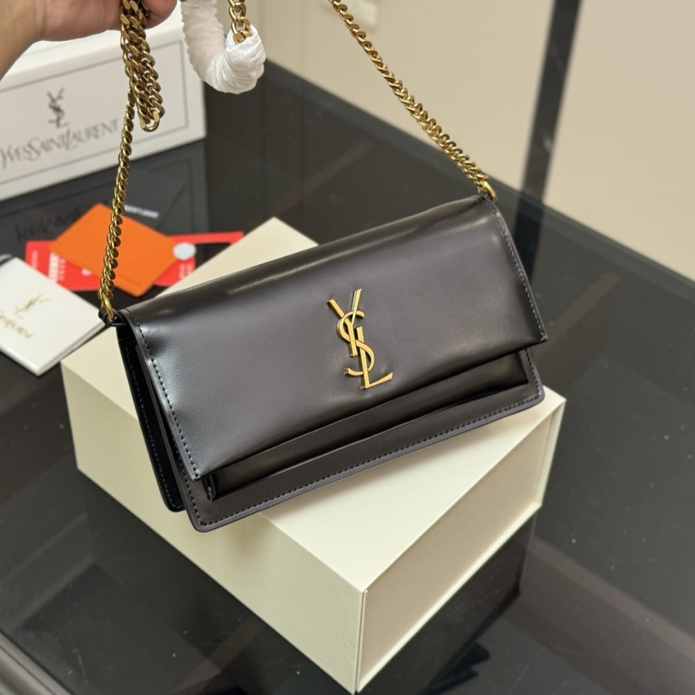 Saint Laurent Sunset Clutch Black  22Cm