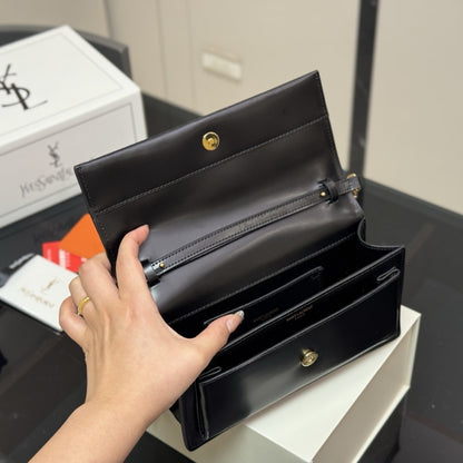 Saint Laurent Sunset Clutch Black  22Cm