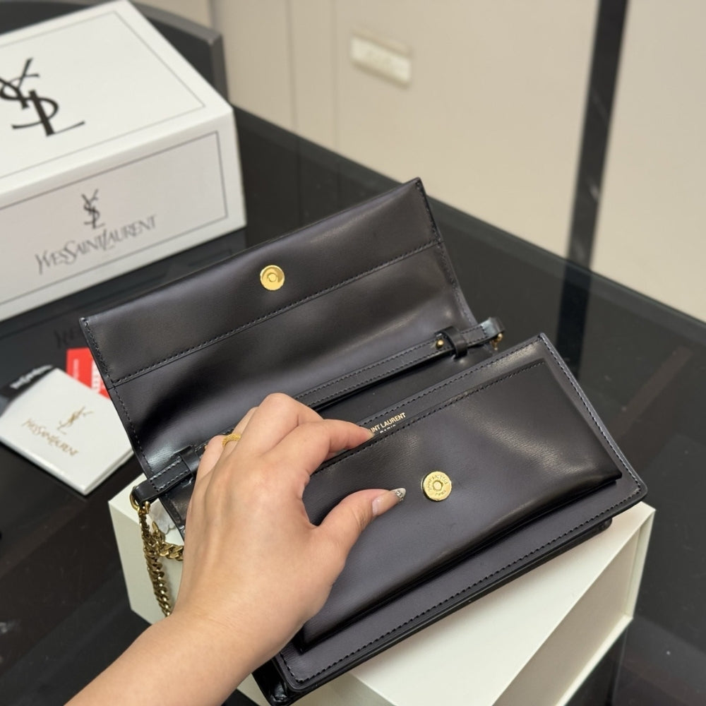 Saint Laurent Sunset Clutch Black  22Cm